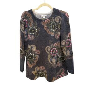 VTG Dark Cottagecore Floral Wool Blend Tunic Sweater M Moody Floral Whimsigoth